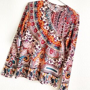 ETRO wool long sleeve paisley lightweight sweater blouse top L size 48